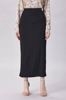 تنورة مقلم اسود ميدي