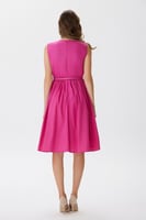 فستان قطن فوشيا بزم على الصدر