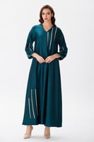 جلابية ستان اخضر الزمرد