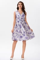 فستان اورغنزا بنقشة الزهور البنفسجي