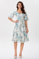 فستان شيفون اوف وايت بنقشة الزهور