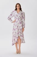 فستان كتان بنقشة الزهر البنفسجي