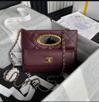 شنطة شانيل 25 سم لون برغندي