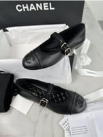 حذاء Chanel Mary Jane فلات جلد – اسود