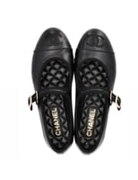 حذاء Chanel Mary Jane فلات جلد – اسود