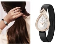 ساعة شوميه حلد اسود روز جولد