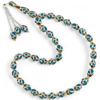 5-سبحة قفص فضة مطعمة بالفيروز و الفاتوران  10 ملي