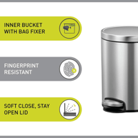 حاوية مهملات دعاس ايكو 12 لتر ستيل EK91153