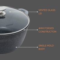 قدر جرانيت بغطاء زجاج 32 سم HW3468