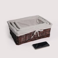 طقم سلات 3 قطع مستطيل بني