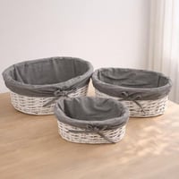 طقم سلات 3 قطع بيضاوي ابيض