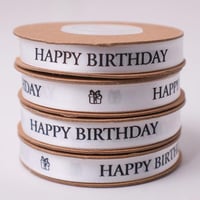 شرائط ستان رفيع ابيض ( HAPPY BIRTHDAY ) 10 متر