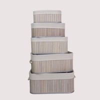 طقم سلات 5 قطع كبير مستطيل رمادي