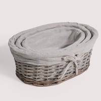 طقم سلات 3 قطع بيضاوي رمادي