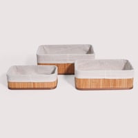 طقم سلات 3 قطع مستطيل خشبي