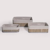 طقم سلات 3 قطع مستطيل رمادي