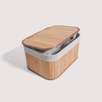 طقم سلات 3 بغطاء قطع كبير خشبي