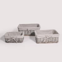 طقم سلات 3 قطع مستطيل رمادي