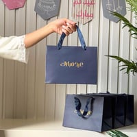 أكياس "عيد مبارك" كحلي طباعة ذهبية (10 حبات)