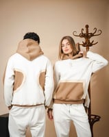 Brown and white hoodie oversized- unisex