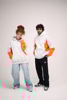 Gray with orange hoodie oversized - unisex