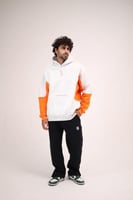 Gray with orange hoodie oversized - unisex