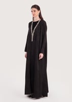 L182- عباية جاكار أسود تطريز