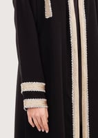 L170-عباية كريب قصب ذهبي