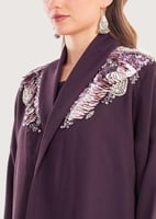 L173- عباية كريب موف تطريز