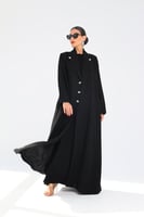 L147- عباية كريب أسود كرستالات