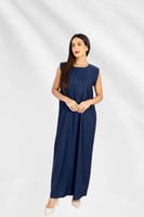 فستان داخلي تحت العباية قماش كريب لون كحلي