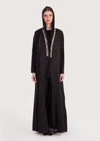 L182- عباية جاكار أسود تطريز