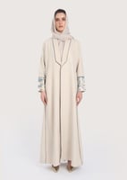 L238 -عباية بيج-زهر أزرق