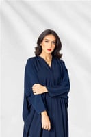 L042 - عباية كريب كحلي - نصف بشت .