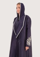 L188- عباية تفتا كحلي تطريز