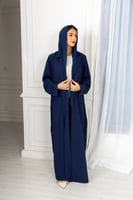 L072 - عباية كريب كحلي - كسرات من الخلف .