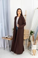 L073 - عباية كريب بني - كسرات من الخلف .