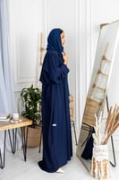 L072 - عباية كريب كحلي - كسرات من الخلف .