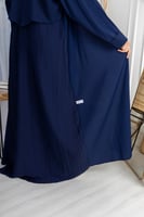 L072 - عباية كريب كحلي - كسرات من الخلف .