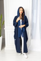 L042 - عباية كريب كحلي - نصف بشت .