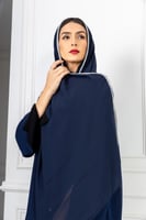 طرحة ليزر كحلي مطرزة فضي