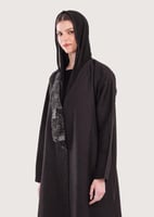 L190- عباية لنن تطريز أسود