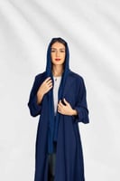 L072 - عباية كريب كحلي - كسرات من الخلف .