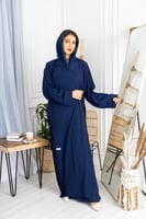 L072 - عباية كريب كحلي - كسرات من الخلف .