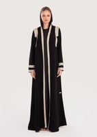 L170-عباية كريب قصب ذهبي