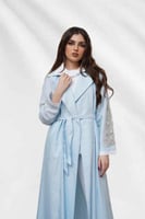 عباية لنن تفني مع بليزر ثابت - تطريز .