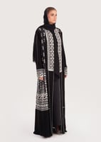 L168 - عباية كريب مع لينين - فضي