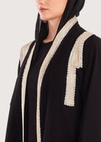 L170-عباية كريب قصب ذهبي