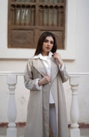 L015 - عبايه لينين بيج مع بليزر ثابت - تطريز .