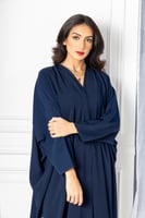 L042 - عباية كريب كحلي - نصف بشت .